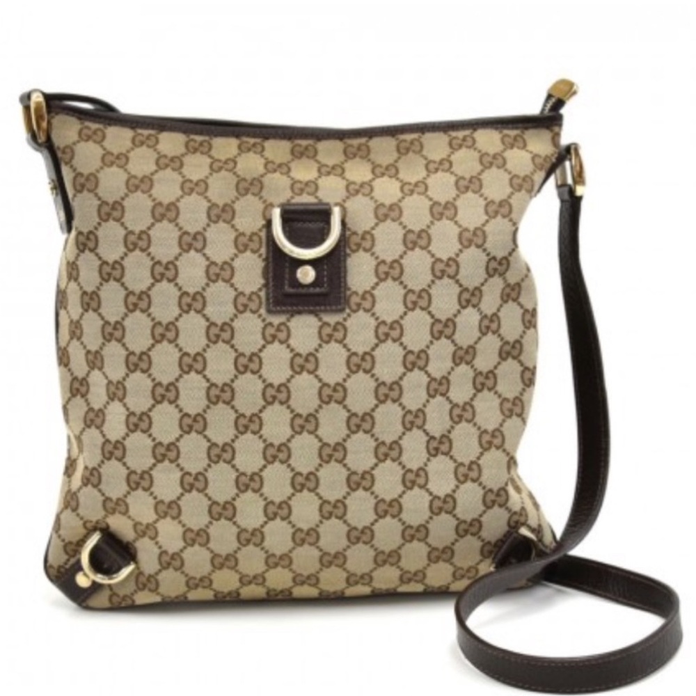 Gucci Beige Brown GG Canvas Crossbody Bag